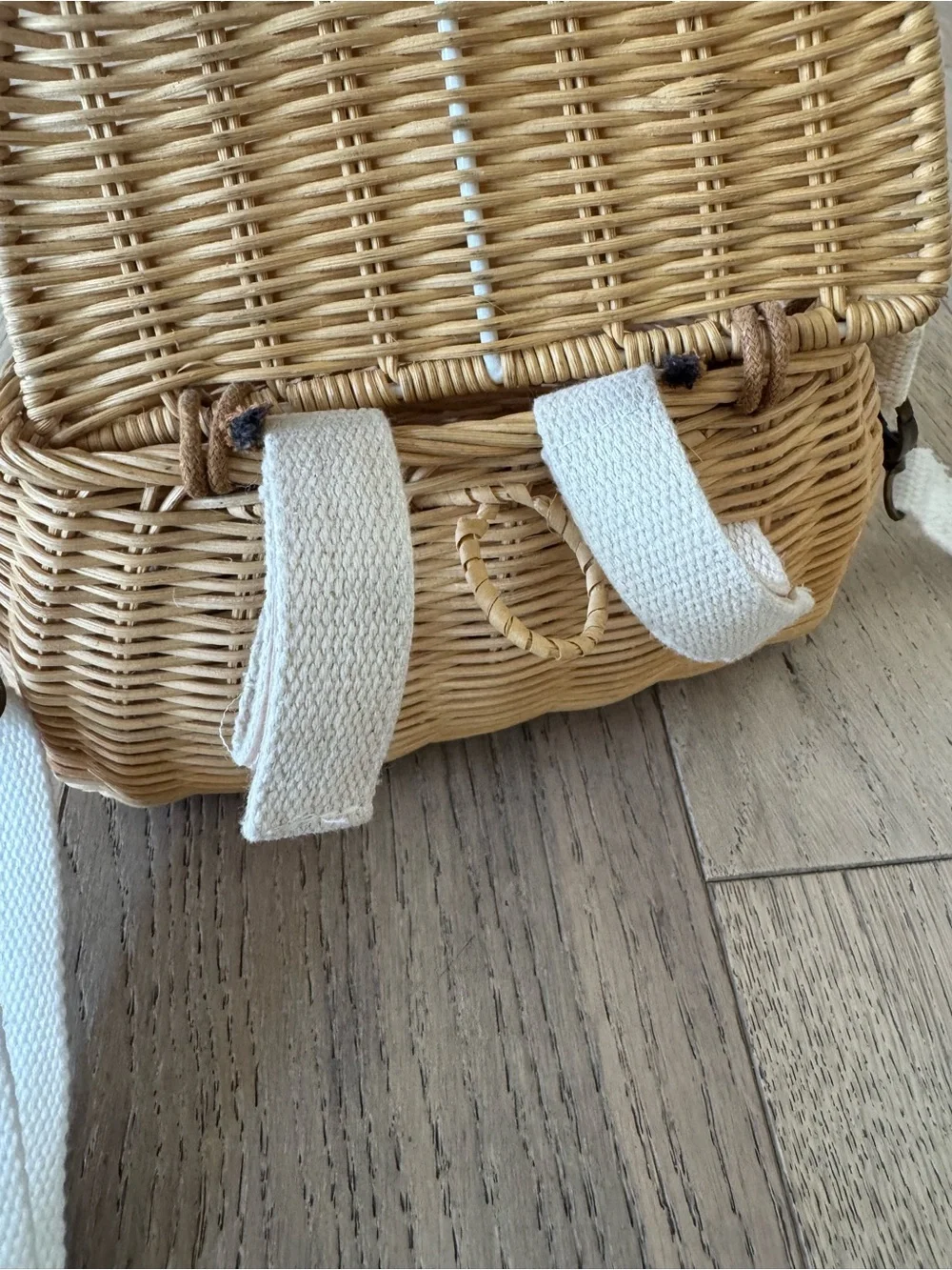 Natural Wicker Rattan Basket Bag - Crossbody & Bike/Stroller Handlebar Basket